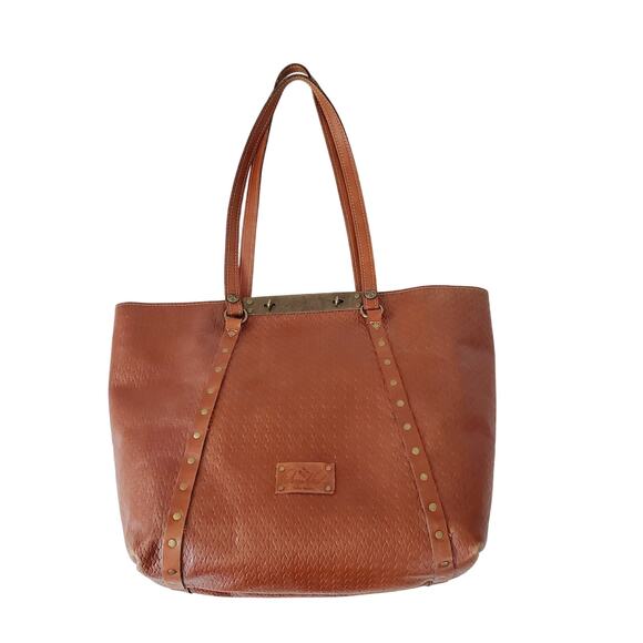 Patricia Nash Benvenuto Heritage Tote Tan Leather Shoulder Bag Turn Lock Closure - Picture 3 of 16